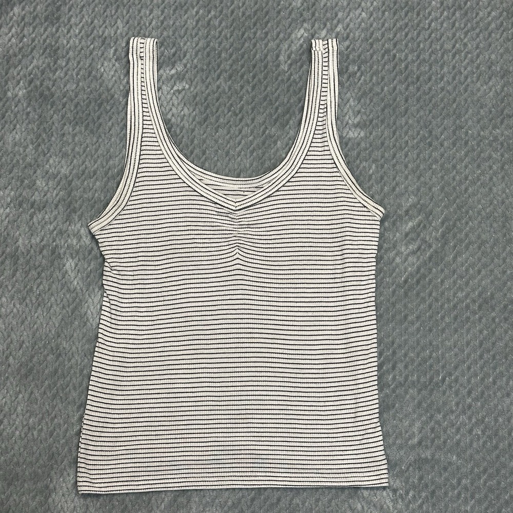 American Eagle Soft & Sexy Ribbed Striped Tank Top Women's M Deep V Neck Shirt
